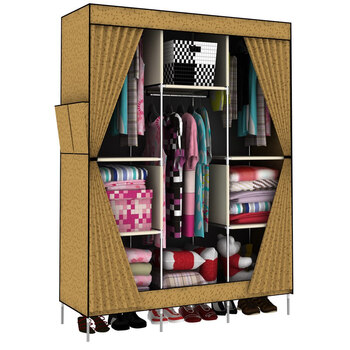 【家世比】简易布衣柜 欧式侧拉门宜家布衣橱 hby140503f 杏色