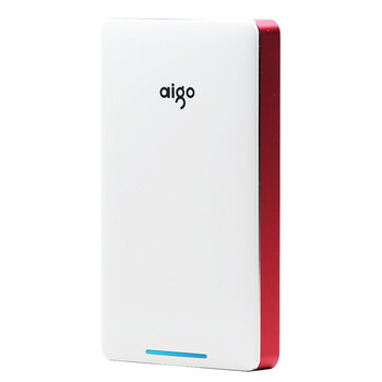 爱国者（aigo）移动电源AC100锂聚合物充电宝10000mAh白色红边