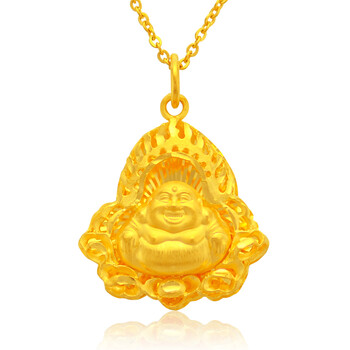 百利金珠宝 24k黄金吊坠 招财富贵金佛 999千足金项坠 b款-8.