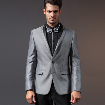 伯爵卓尔 新款男士经典修身商务休闲西服西装外套c20087 灰色 185