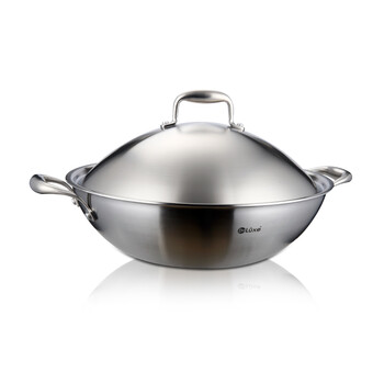 德纳斯(deluxe)纳斯系列34cm 双耳炒锅 三层钢 不粘底锅具