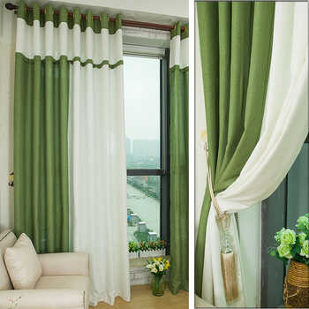 > 三郎君 简约棉麻多色拼接定制窗帘 具体颜色咨询客服 1.5米宽*2.