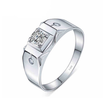 恒久之星 高端大气上档次王戒 正品18k白金天然南非钻石结婚戒指男士