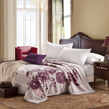 玫琳凯家纺 单人双层毛毯加厚拉舍尔毯子 品味之意 150*200cm 繁花