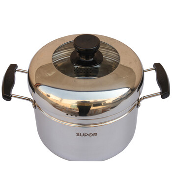 
                                        苏泊尔（SUPOR） 蒸锅22CM蒸滋味304不锈钢复底汤锅蒸煮多用锅SZ22S1(蒸格一层）                