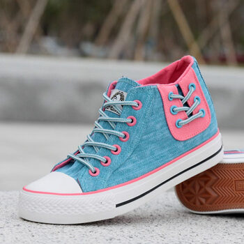 2014春季新款中高帮韩版帆布鞋女 侧系带装饰时尚潮女鞋休闲鞋子 浅