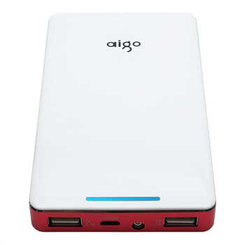 爱国者（aigo）移动电源AC100锂聚合物充电宝10000mAh白色红边
