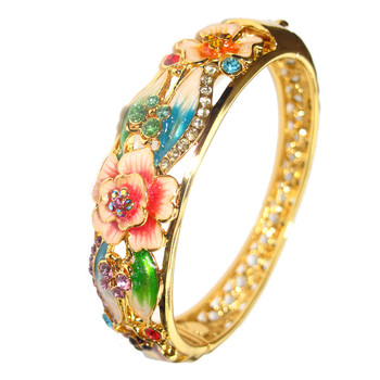 北京景泰蓝手镯女款 镂空进口水晶钻石 蝶恋花 古典民族风复古时尚