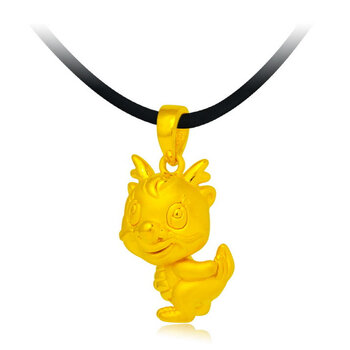 美地亚 千足金 24k纯金 黄金吊坠 卡通龙 送女友爱人宝宝朋友生日礼物