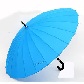 贸号男女款防风24骨遮阳伞雨伞长柄弯把双人公主伞湖蓝色