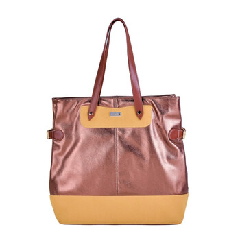 香港设计廊daunni黛奈 欧美闪耀复古浅金色金铜色鹿皮单肩手提包 金