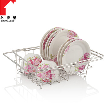 达派屋DAPAIHOME 304不锈钢沥水篮碗碟架沥水架 伸缩水槽篮
