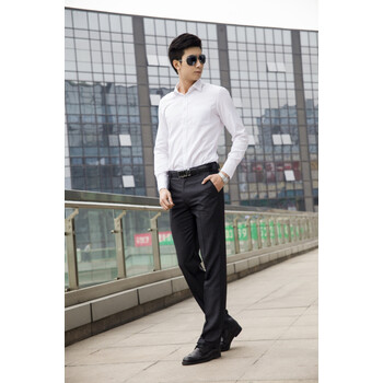 男装 春夏新款2014男士商务休闲西裤 韩版修身免烫男裤子6-6 黑色 40