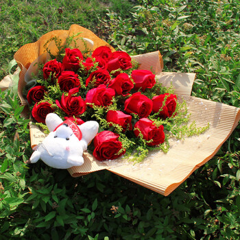 维纳斯白色情人节鲜花速递 19朵红玫瑰 全国同城配送 平时配送