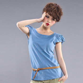 【夏季清仓】锁愫 夏装 女 公主袖短袖t恤 圆领简约