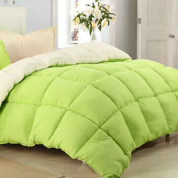 迪卢马家纺磨毛素色双拼撞色被子被芯糖果色冬被 绿色 180*220cm