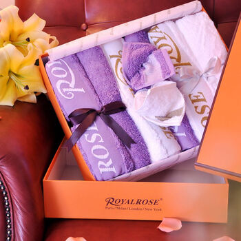 ROYALROSE皇室玫瑰 精选埃及长绒棉希美雅毛巾浴巾面巾方巾礼盒六件套