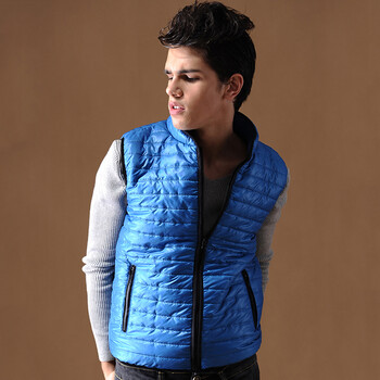 樱松2013秋装新款 男士立领修身棉马甲 男款背心 ys3018 蓝色 xxl