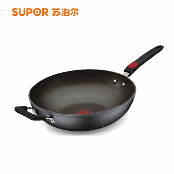 苏泊尔32cm火红点2代无油烟不粘炒锅PC32R2可立盖赠护锅铲