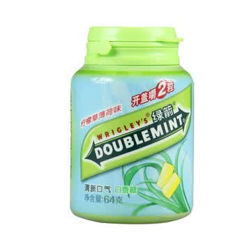 绿箭口香糖柠檬草薄荷味40粒中瓶装64g/瓶