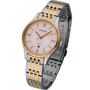 格诺(gnoth)手表石英商务休闲防水带日历女士手表 全钢黑盘6020l