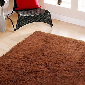丽姿 高毛丝绒丝毛卧室客厅茶几地毯50*80cm 咖啡色