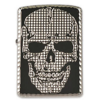 zippo打火机 2013款 黑冰凿边 限量盔甲骷髅 银鬼头限量1000