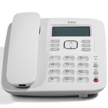 TCL 电话机 HCD868(137B)TSD蓝牙功能 来去电存储免提中文菜单 座式低辐射 家用办公 有绳方形座机(雅致白)