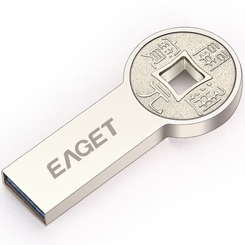 
                                        忆捷（EAGET）64GB USB3.0 U盘 K80古钱币款全金属高速防水车载优盘珍珠镍色                