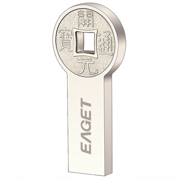 
                                        忆捷（EAGET）64GB USB3.0 U盘 K80古钱币款全金属高速防水车载优盘珍珠镍色                