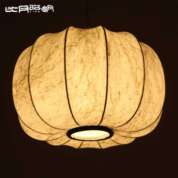 比月照明 现代中式卧室餐厅书房灯具天然蚕丝灯饰温馨布艺吊灯3202