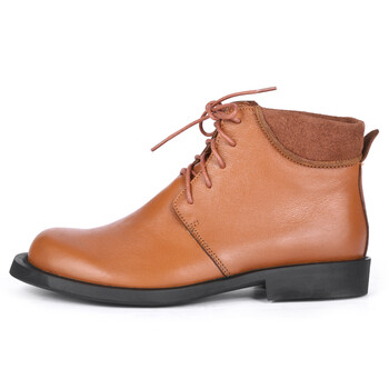 凯萨罗帝新款纯手工头层牛皮真皮高帮女鞋英伦休闲鞋cw116010w 桔色