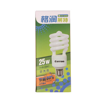 格润莱特 半螺旋25W节能灯泡 E27标准螺旋灯头冷色白光 <两支装>