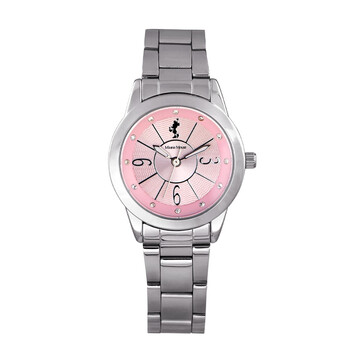 迪士尼disney米奇mickey钢带石英表女士手表 粉色