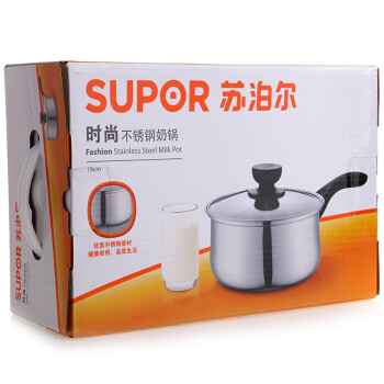 
                                        
                                                                                苏泊尔SUPOR小红圈304不锈钢汤锅奶锅煮面锅18cm明火专用ST18H1                