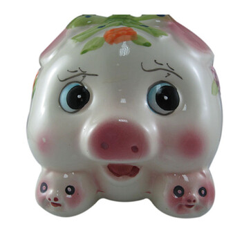 酷宝礼坊 可爱小猪存钱罐 玻璃存钱罐 白色可爱存钱罐