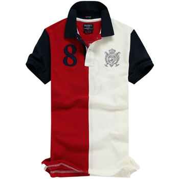 shopzoom男装 2012新款 撞色潮男修身休闲短袖polo衫[t1346] 红白拼接