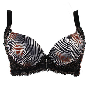 魅娆meriao 时尚 性感 功能调整型内衣 文胸 斑马纹 黑色 70a