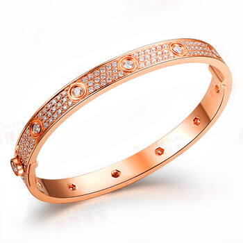 米莱 卡帝亚leve款1:1定制 18k玫瑰金手镯镶3.