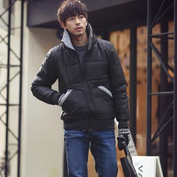 时尚起义 韩国简洁衣领配色外套 男612322 黑色 m