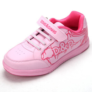 小叮当 童鞋女童运动鞋休闲板鞋魔术贴中童鞋28705 粉红 35码