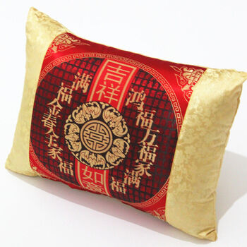 千功坊 古典喜庆红木家具抱枕 红木沙发靠垫靠枕 吉祥如意图53*37cm 定做7-15天