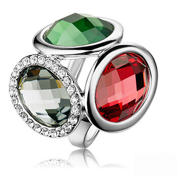 黛若正品 璀璨水漾 奢华进口三色水晶复古戒指环女戒ka312 指圈12号内