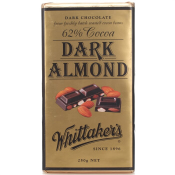 新西兰 Whitaker惠特克杏仁黑巧克力250g