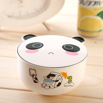 亿威特 儿童卡通盖碗 食品级安全材料多图案可选ywt-6518 白色熊猫