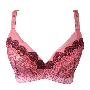 性感豹纹按摩聚拢调整型丰胸女内衣 绣红 75b
