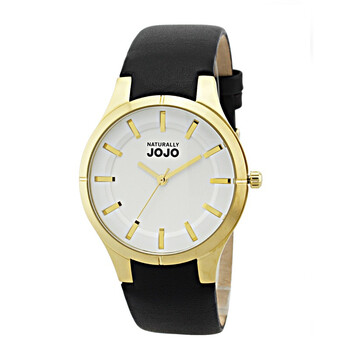 naturally jojo 商务休闲系列50米防水日历皮带石英男表白色 jo96760