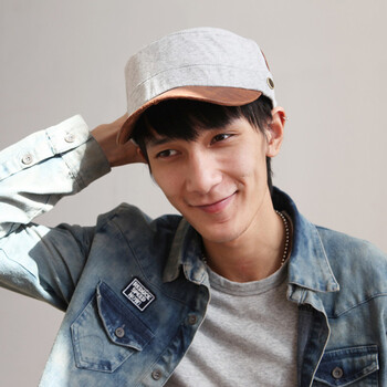 psstyle男士军帽平顶帽男帽男士遮阳帽 白色 58