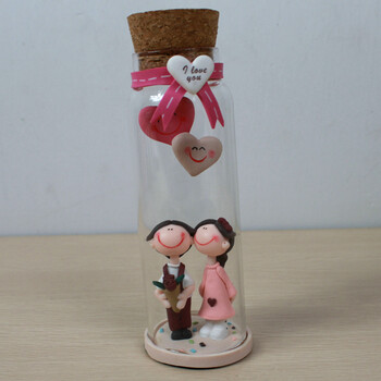 千宝盒(qbh)心形情侣玻璃瓶 许愿瓶 生日礼物 新房装饰品家居搁板摆设