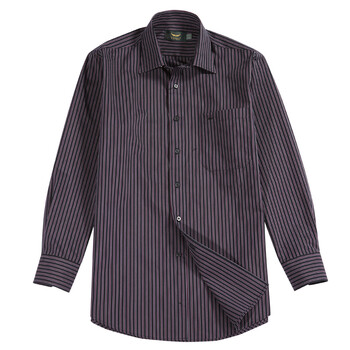 男士商务抗皱职业长袖衬衫条纹工作服001c59l 酒红色条纹 42(175/100)